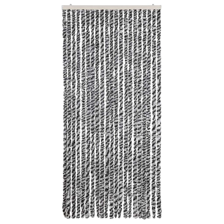 flueforhæng 90x200 cm chenille grå + sort og hvid