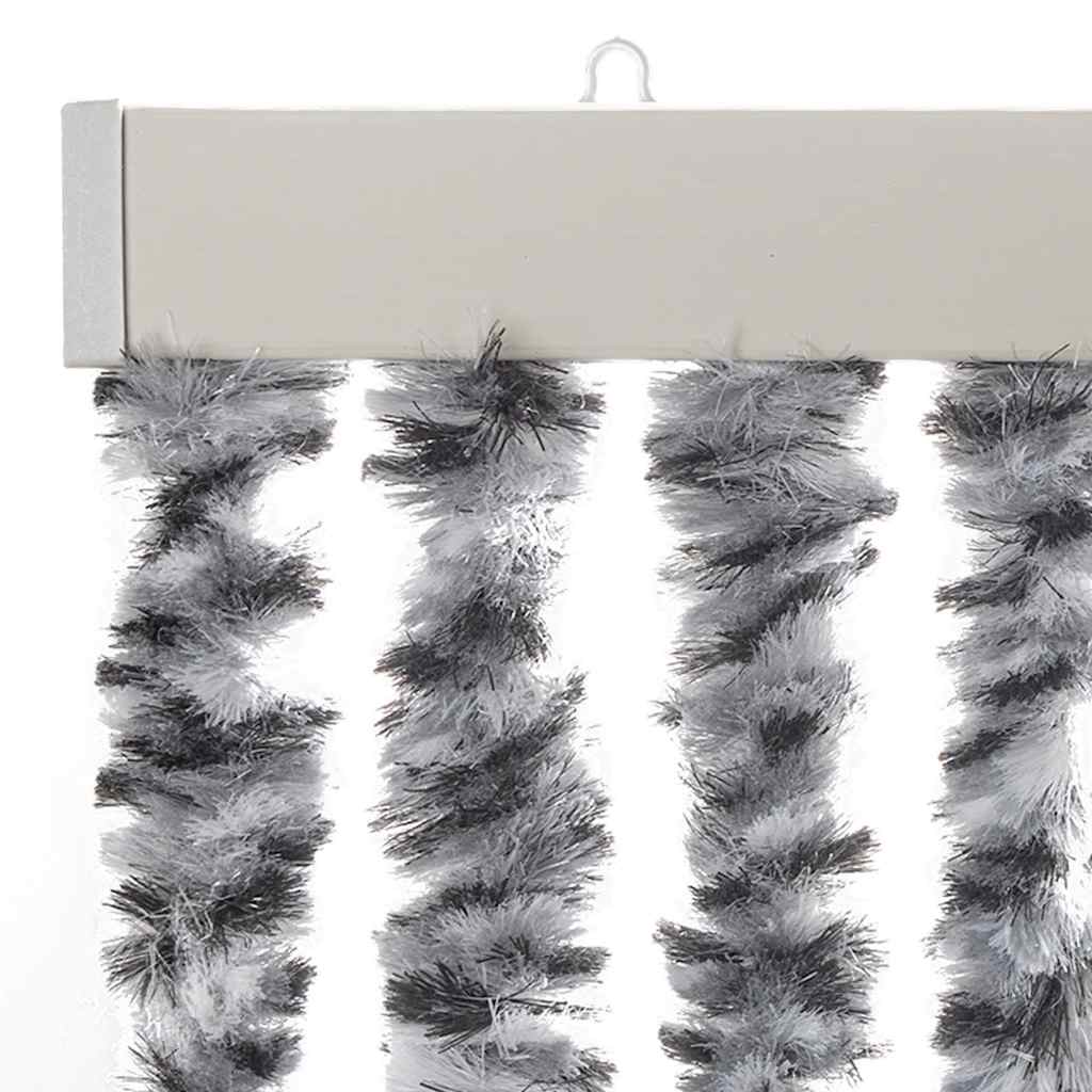 flueforhæng 90x200 cm chenille grå + sort og hvid
