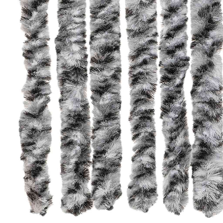 flueforhæng 90x200 cm chenille grå + sort og hvid