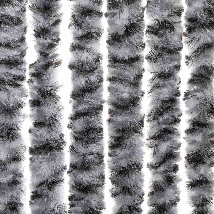 flueforhæng 90x200 cm chenille grå + sort og hvid