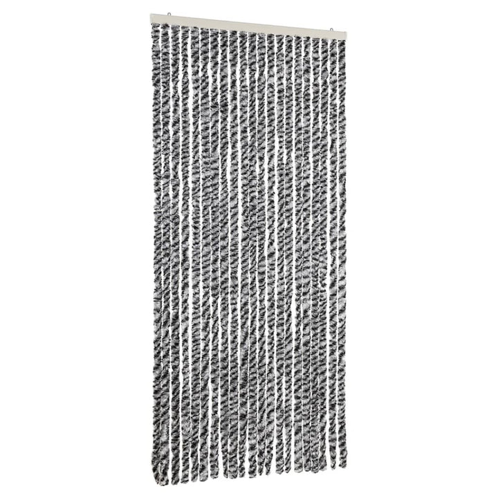 flueforhæng 90x220 cm chenille grå + sort og hvid