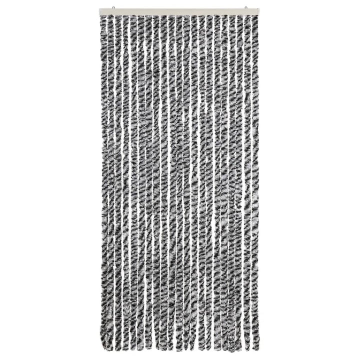 flueforhæng 90x220 cm chenille grå + sort og hvid
