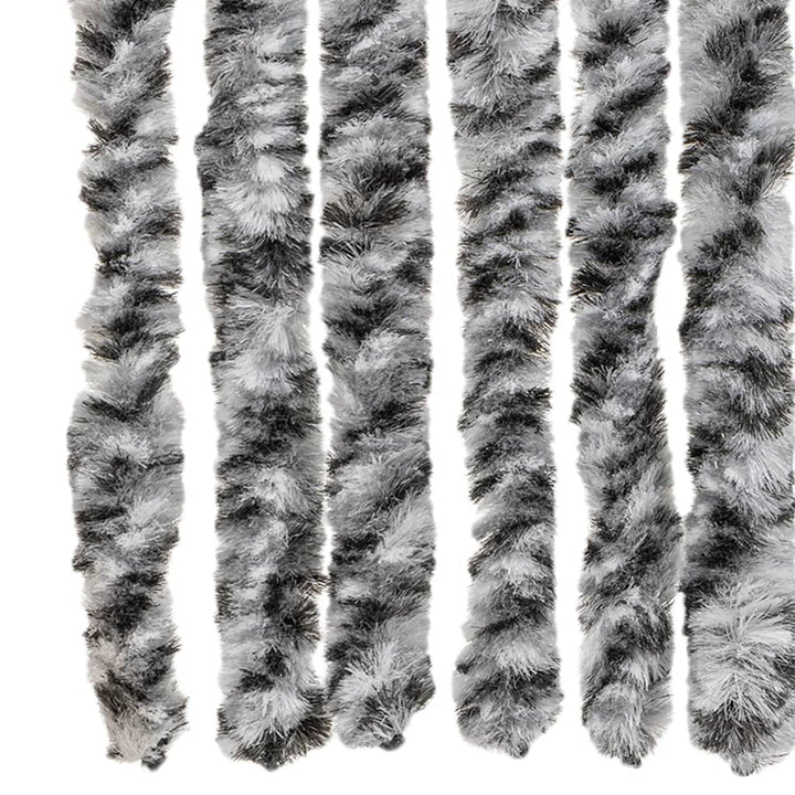 flueforhæng 90x220 cm chenille grå + sort og hvid