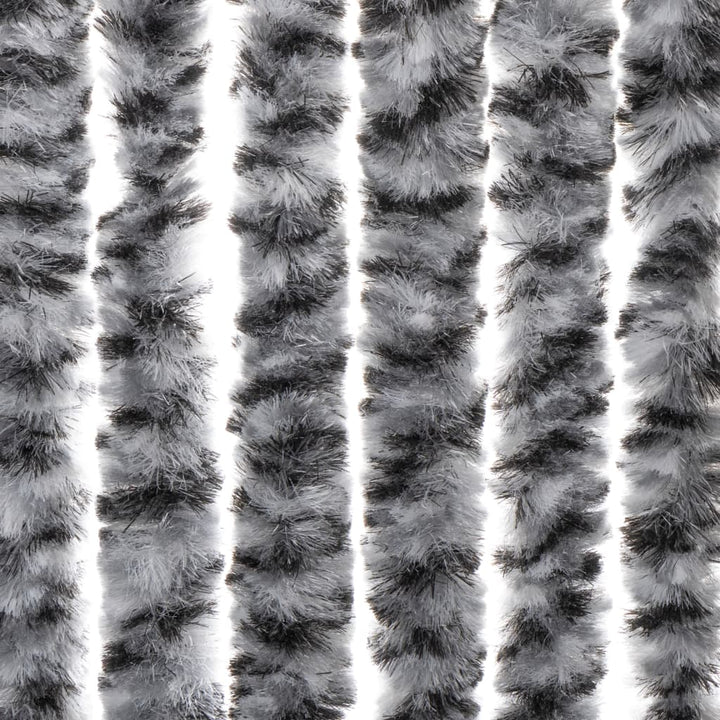 flueforhæng 90x220 cm chenille grå + sort og hvid