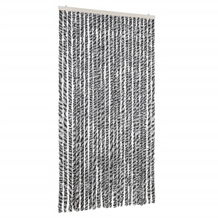 flueforhæng 100x200 cm chenille grå + sort og hvid