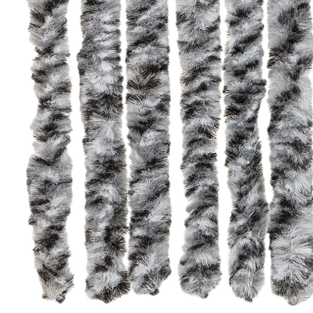 flueforhæng 100x200 cm chenille grå + sort og hvid