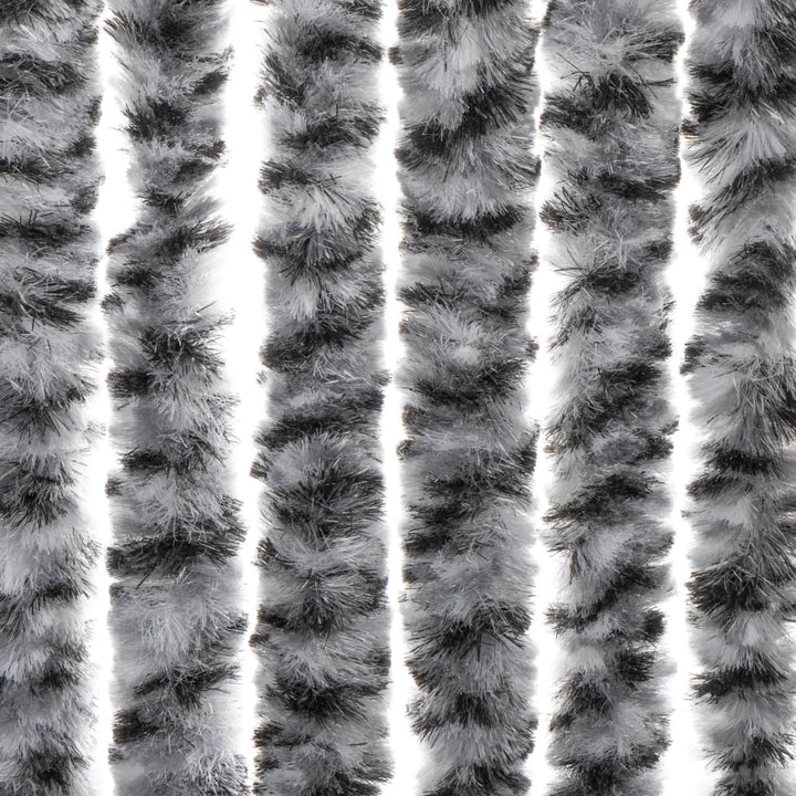 flueforhæng 100x200 cm chenille grå + sort og hvid