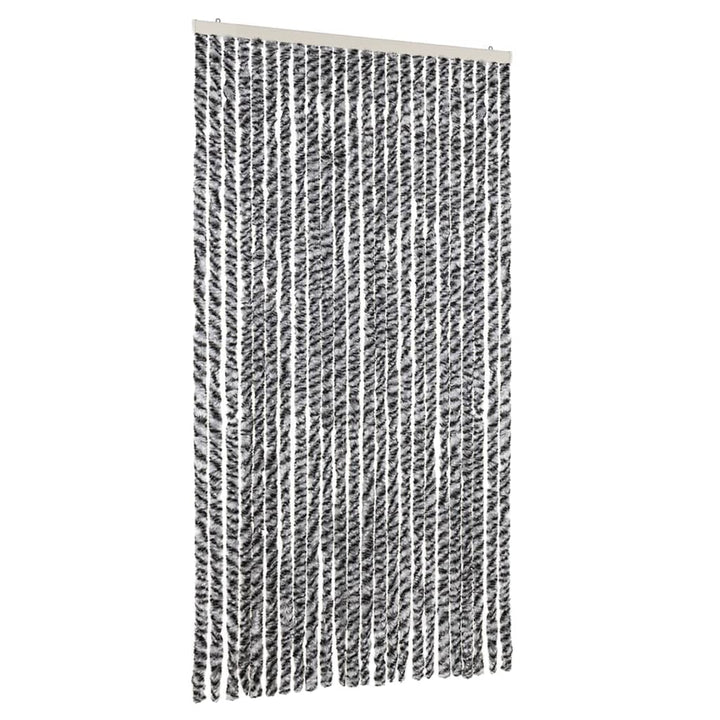 flueforhæng 100x220 cm chenille grå + sort og hvid