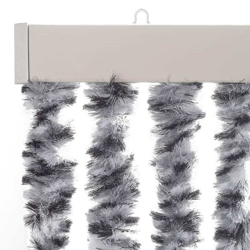 flueforhæng 100x220 cm chenille grå + sort og hvid