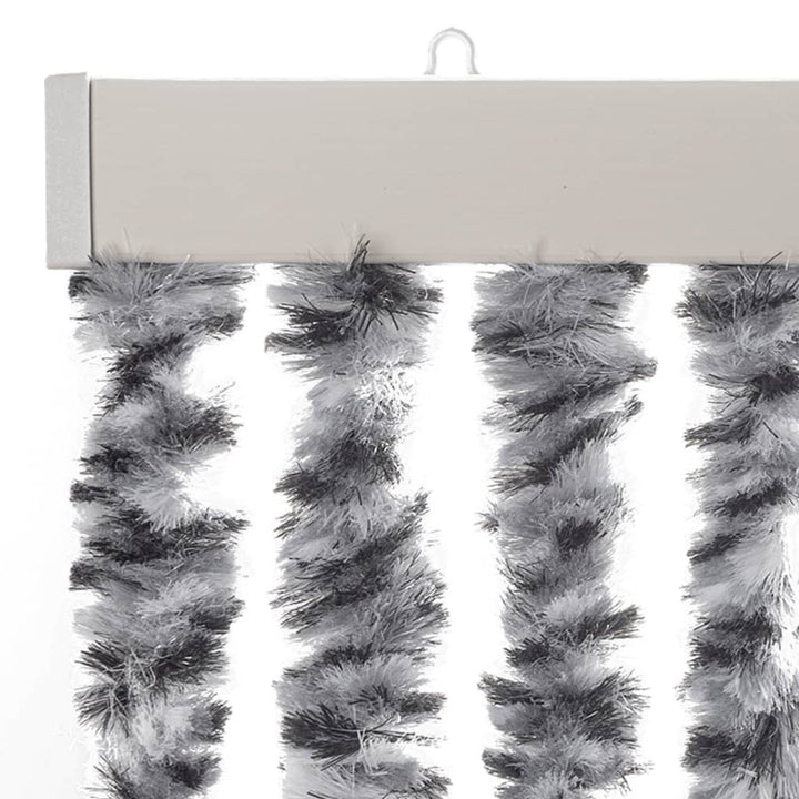 flueforhæng 100x220 cm chenille grå + sort og hvid