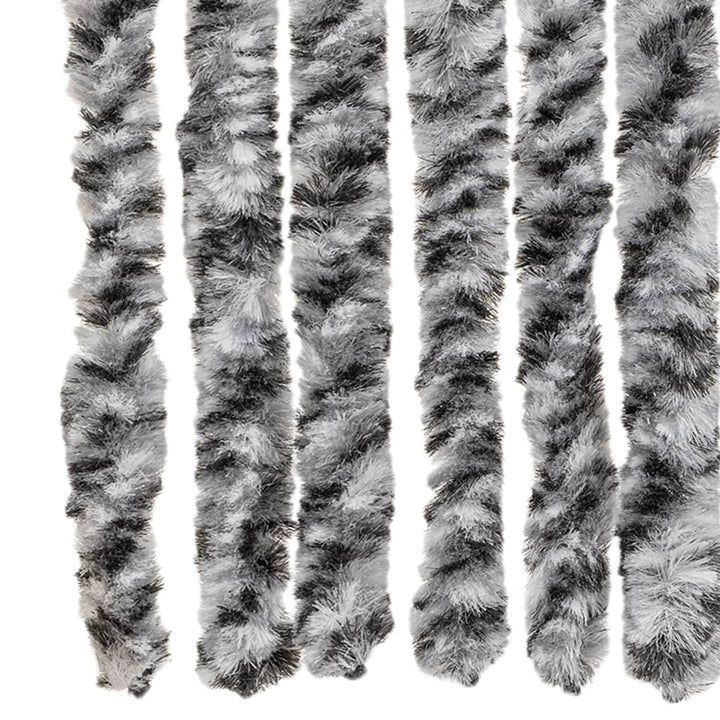 flueforhæng 100x220 cm chenille grå + sort og hvid
