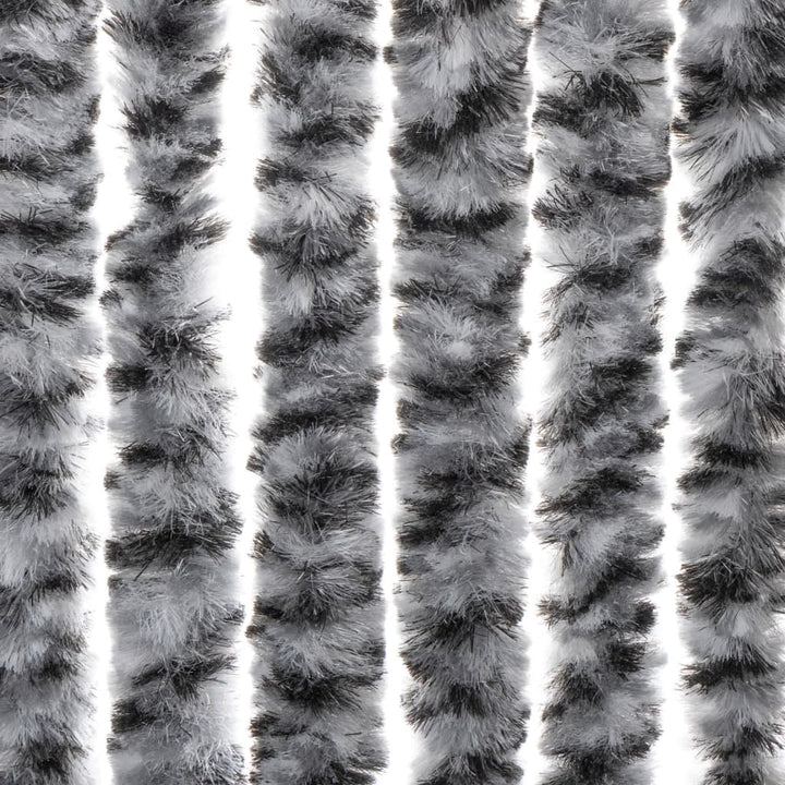 flueforhæng 100x220 cm chenille grå + sort og hvid