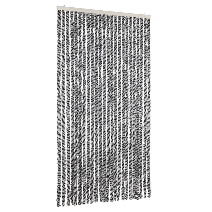 flueforhæng 100x230 cm chenille grå + sort og hvid
