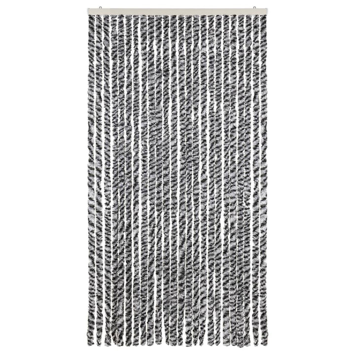 flueforhæng 100x230 cm chenille grå + sort og hvid