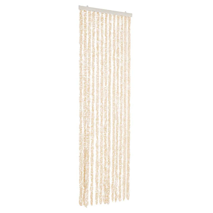 flueforhæng 56x185 cm chenille beige og hvid