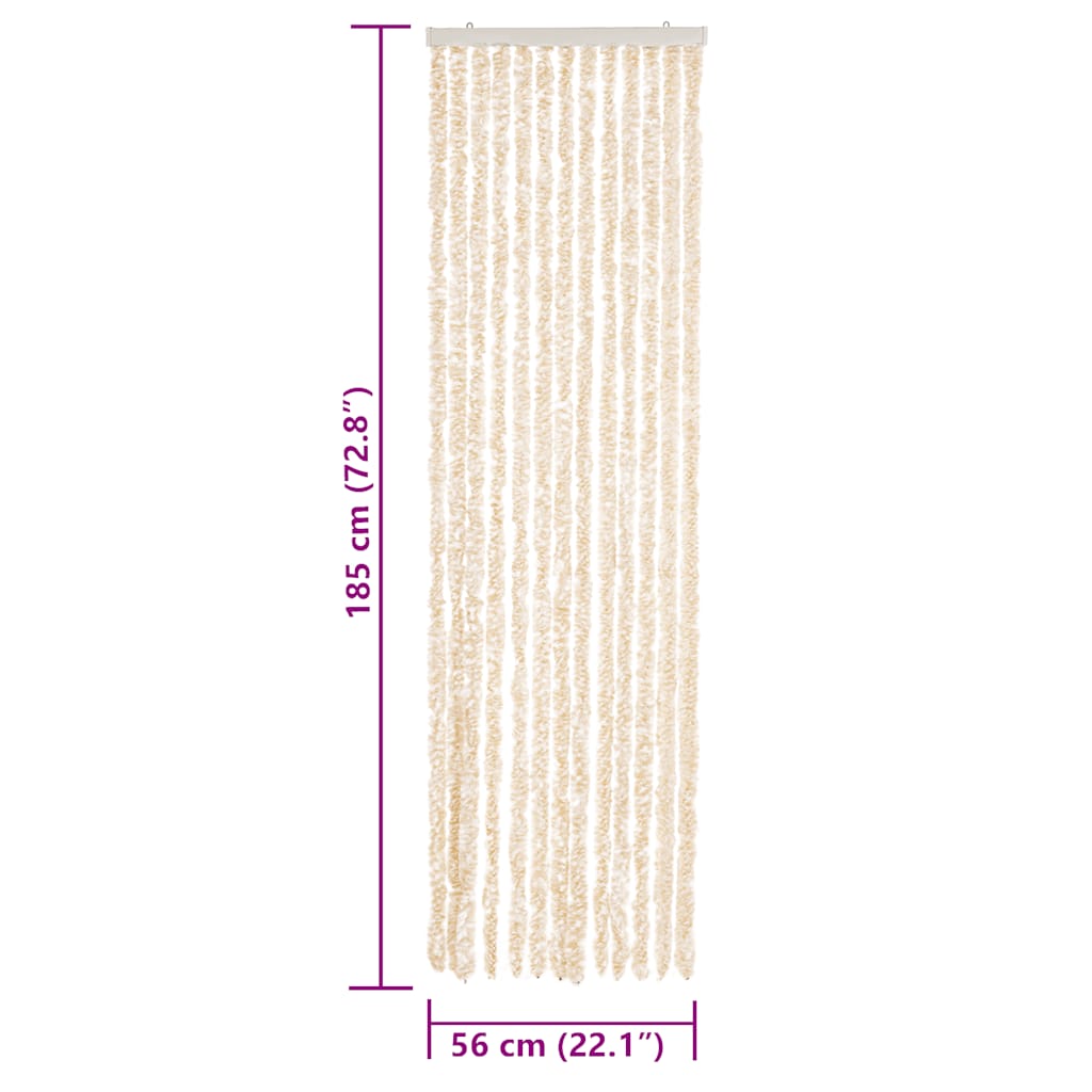 flueforhæng 56x185 cm chenille beige og hvid