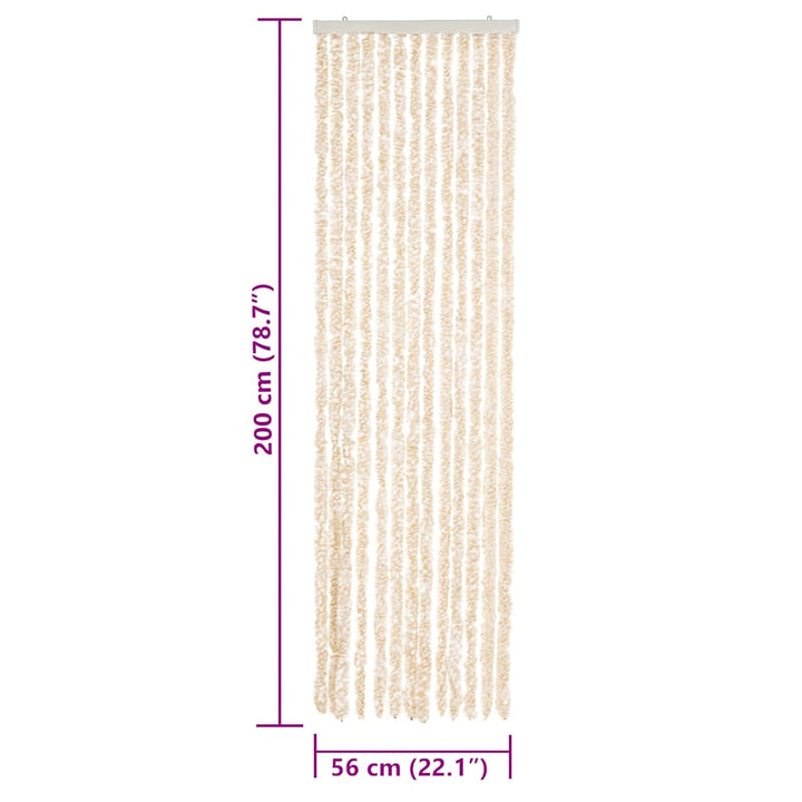 flueforhæng 56x200 cm chenille beige og hvid