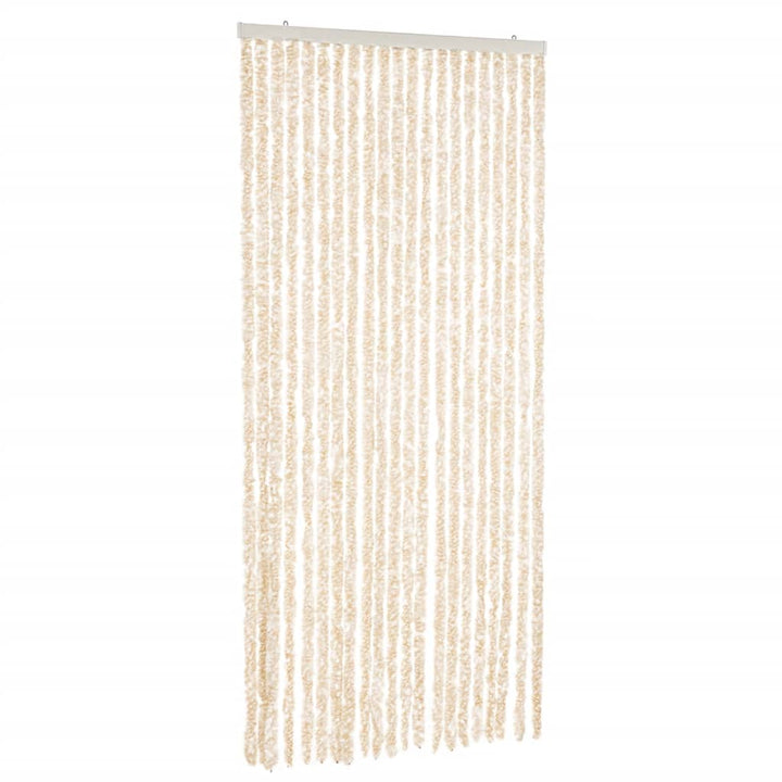 flueforhæng 90x200 cm chenille beige og hvid