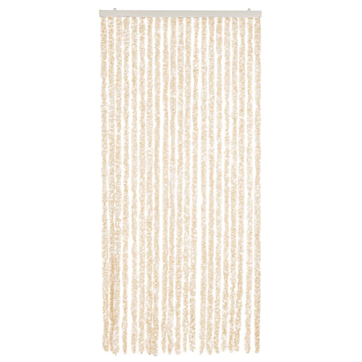 flueforhæng 90x200 cm chenille beige og hvid