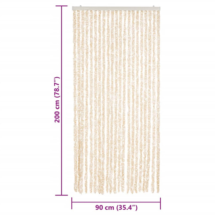 flueforhæng 90x200 cm chenille beige og hvid