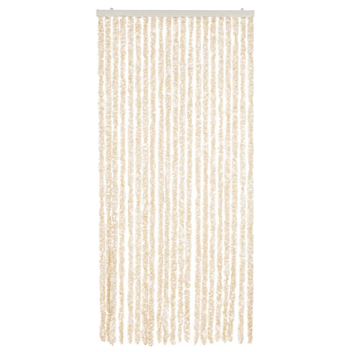 flueforhæng 90x220 cm chenille beige og hvid