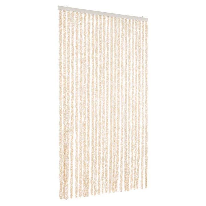 flueforhæng 100x200 cm chenille beige og hvid