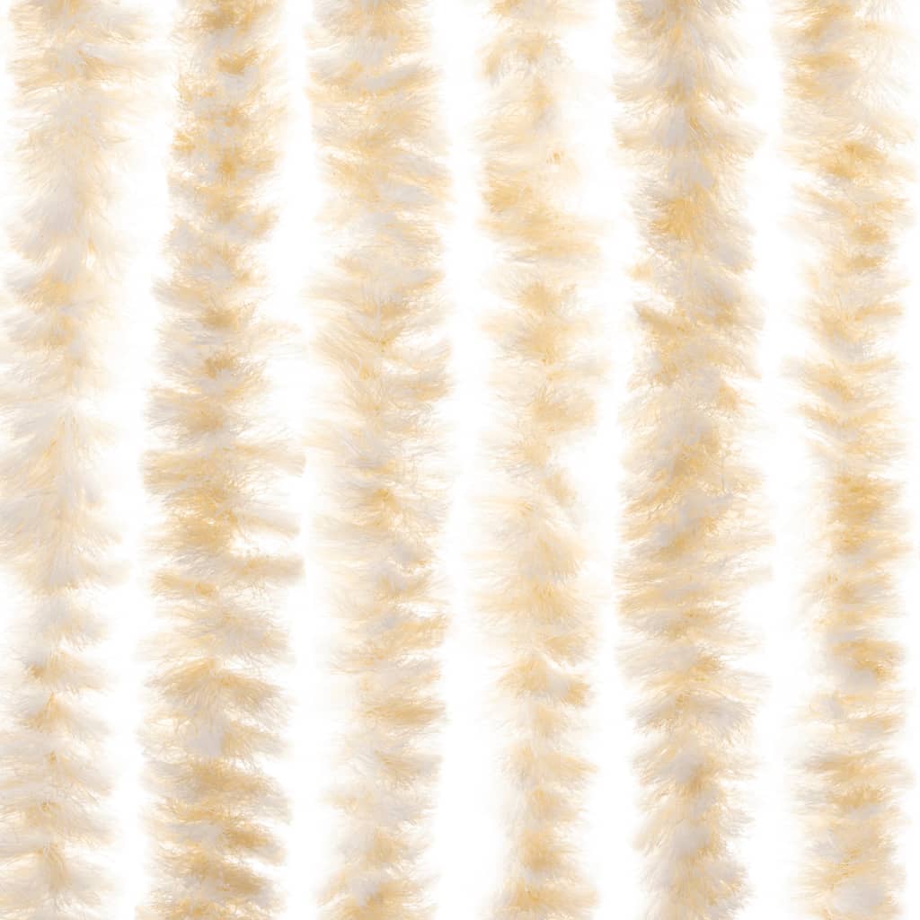 flueforhæng 100x200 cm chenille beige og hvid