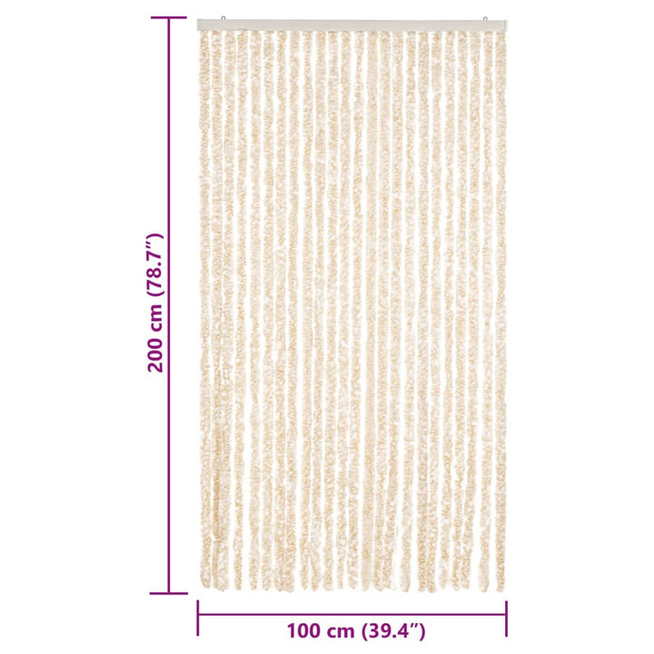 flueforhæng 100x200 cm chenille beige og hvid
