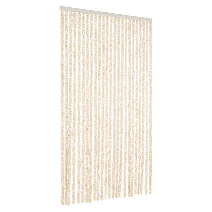 flueforhæng 100x220 cm chenille beige og hvid
