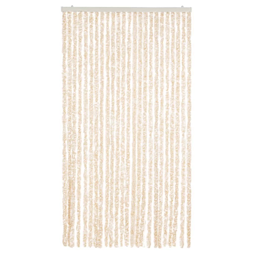 flueforhæng 100x220 cm chenille beige og hvid