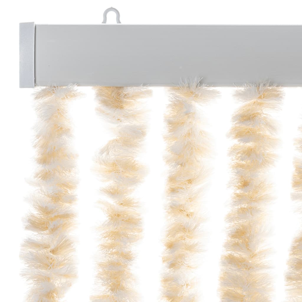 flueforhæng 100x220 cm chenille beige og hvid