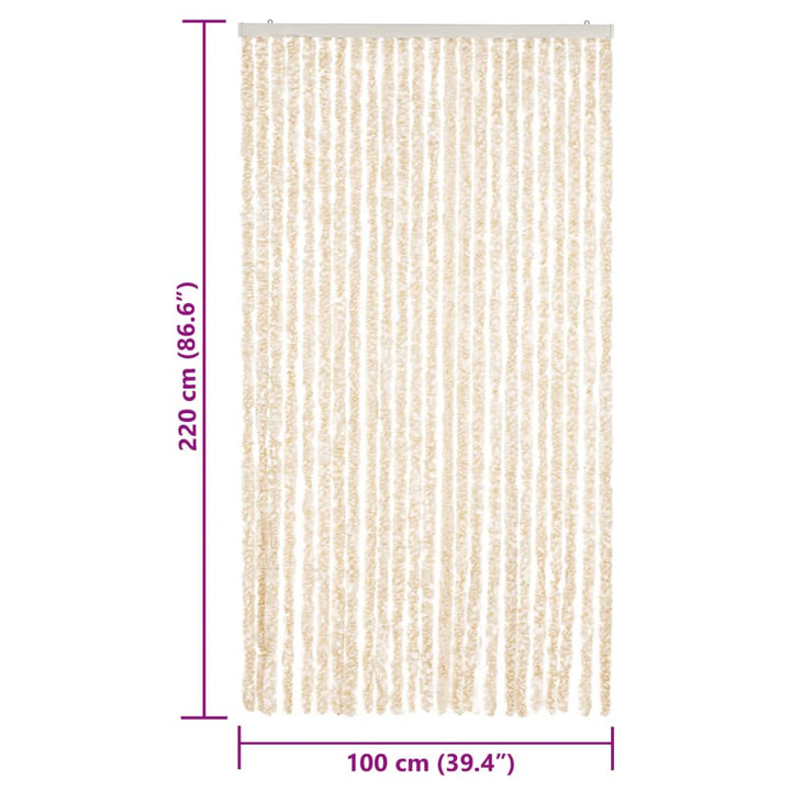 flueforhæng 100x220 cm chenille beige og hvid