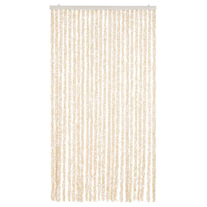 flueforhæng 100x230 cm chenille beige og hvid