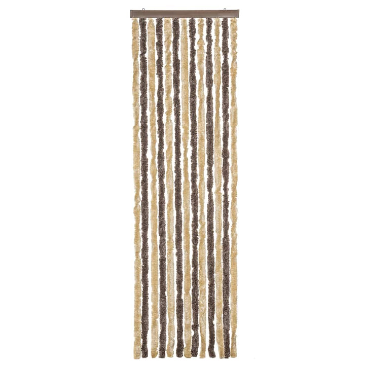 flueforhæng 56x185 cm chenille mørkebrun og beige