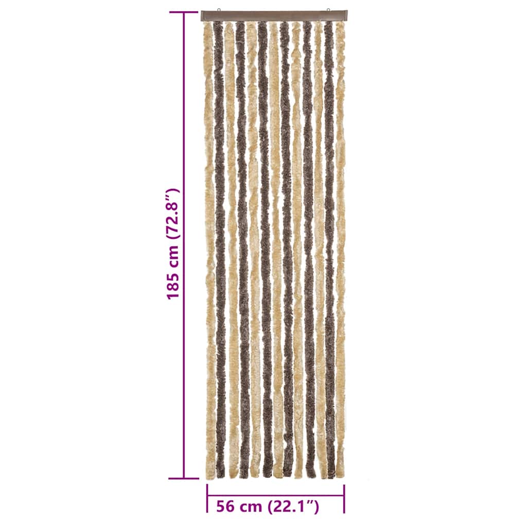 flueforhæng 56x185 cm chenille mørkebrun og beige