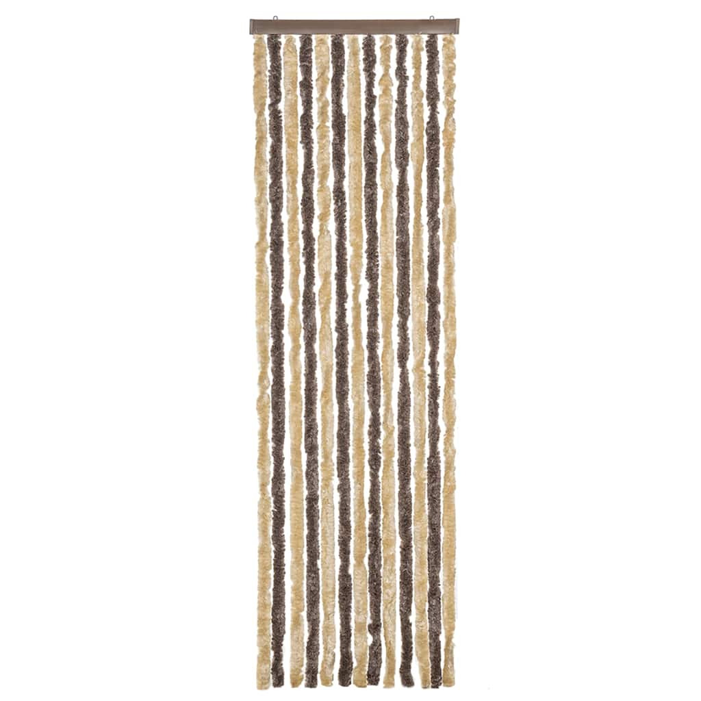 flueforhæng 56x200 cm chenille mørkebrun og beige