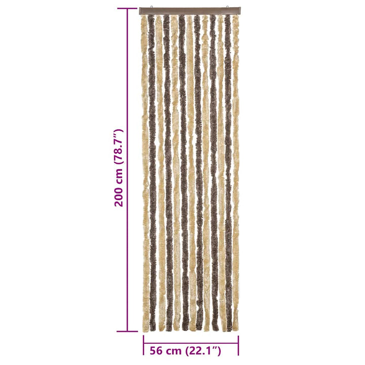 flueforhæng 56x200 cm chenille mørkebrun og beige