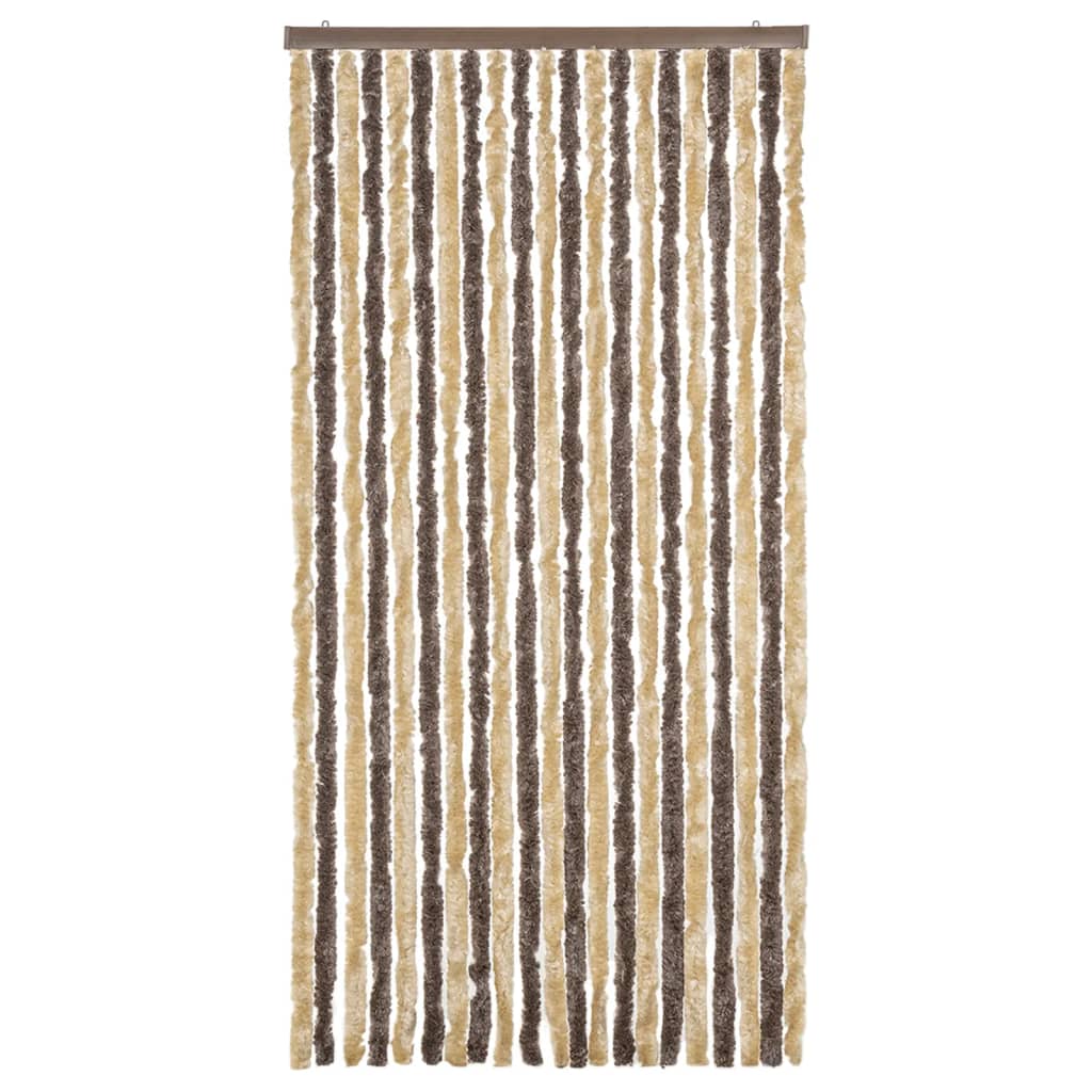 flueforhæng 90x200 cm chenille mørkebrun og beige