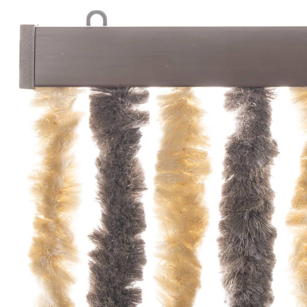 flueforhæng 90x200 cm chenille mørkebrun og beige