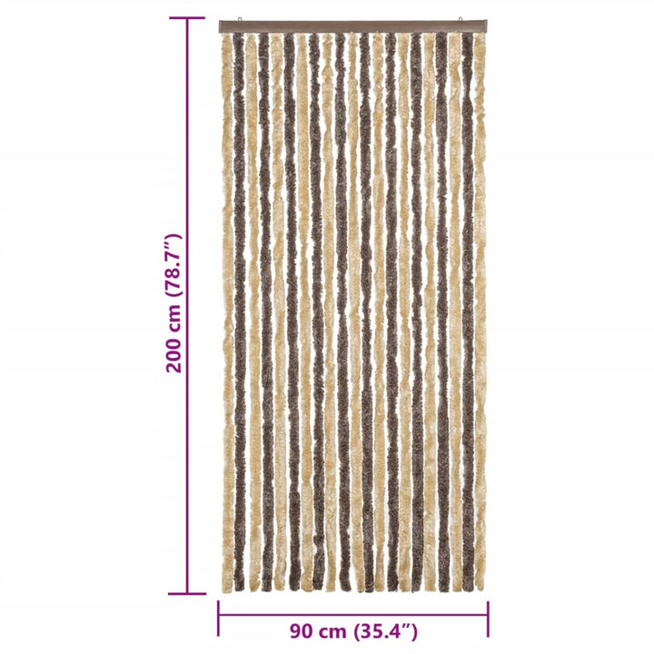 flueforhæng 90x200 cm chenille mørkebrun og beige