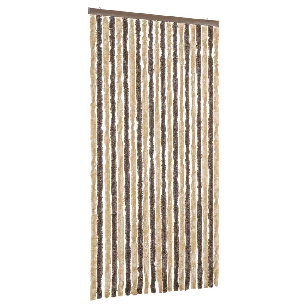 flueforhæng 90x220 cm chenille mørkebrun og beige