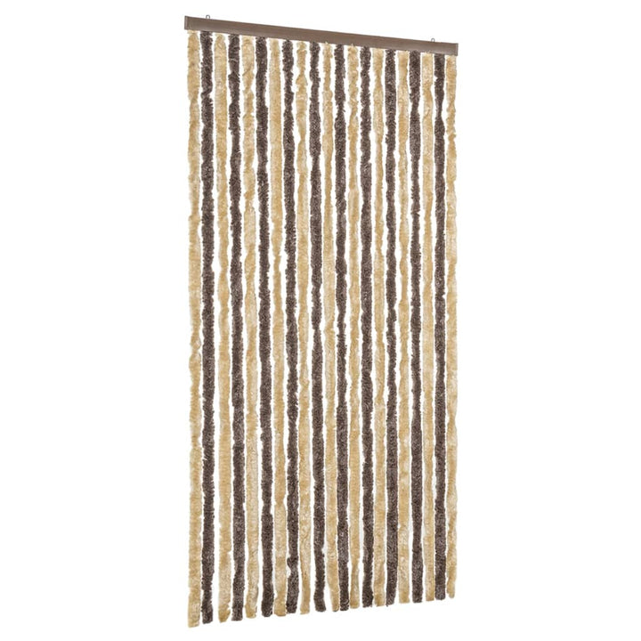 flueforhæng 90x220 cm chenille mørkebrun og beige