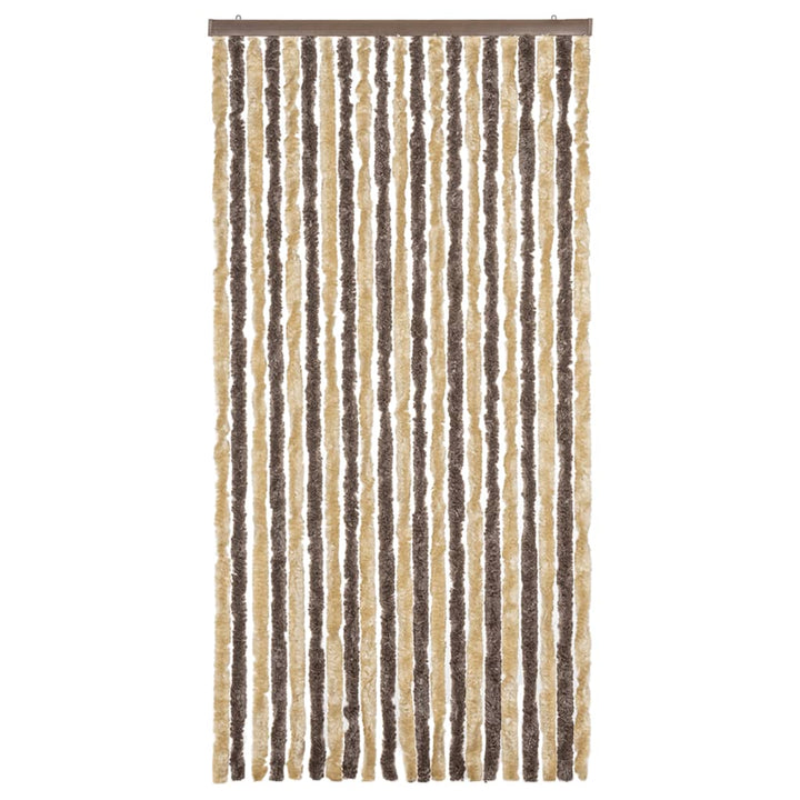 flueforhæng 90x220 cm chenille mørkebrun og beige
