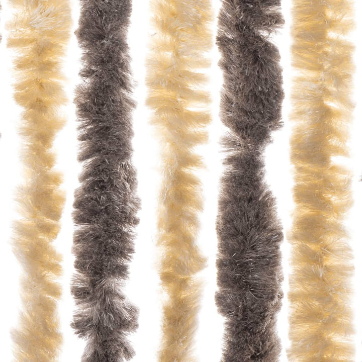 flueforhæng 90x220 cm chenille mørkebrun og beige