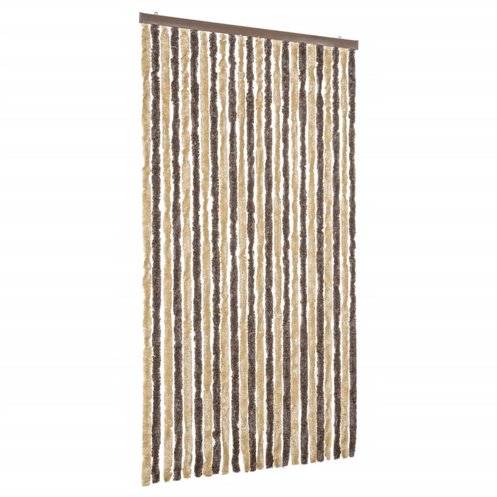 flueforhæng 100x200 cm chenille mørkebrun og beige