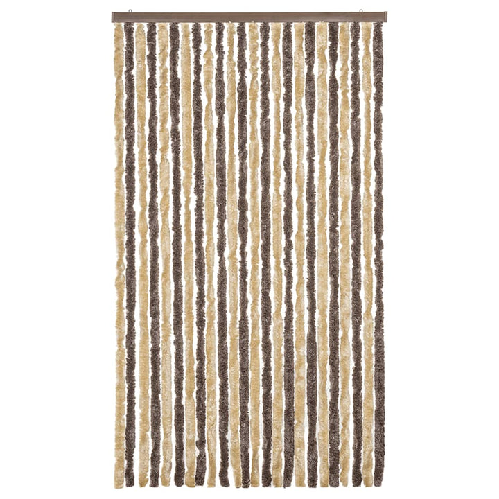 flueforhæng 100x220 cm chenille mørkebrun og beige
