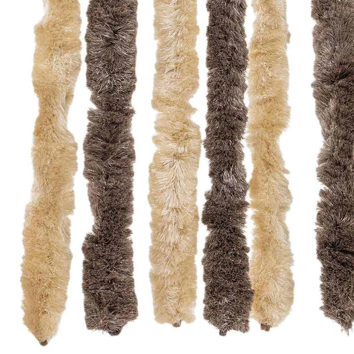 flueforhæng 100x220 cm chenille mørkebrun og beige