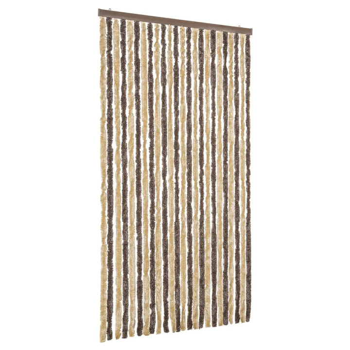 flueforhæng 100x230 cm chenille mørkebrun og beige