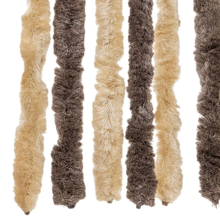 flueforhæng 100x230 cm chenille mørkebrun og beige