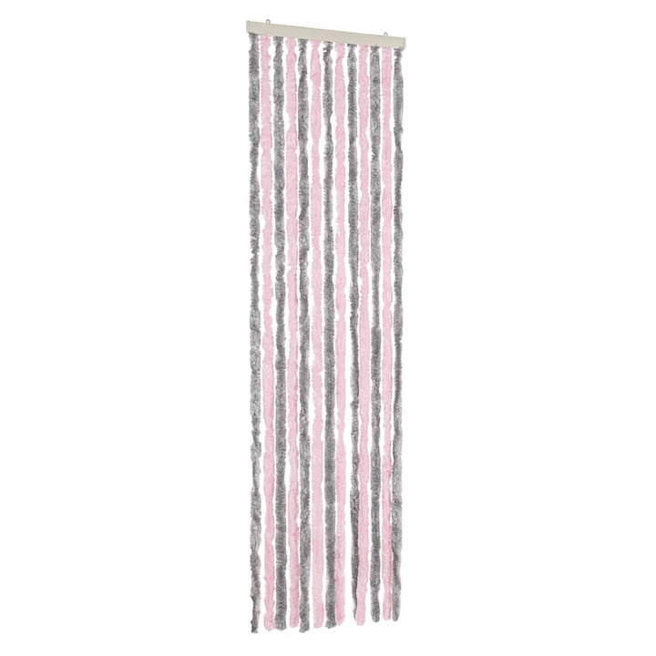 flueforhæng 56x185 cm chenille sølvgrå og lyserød